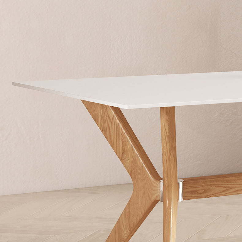 Modern Style Rectangle Table Sintered Stone Dining Table with Wood Legs