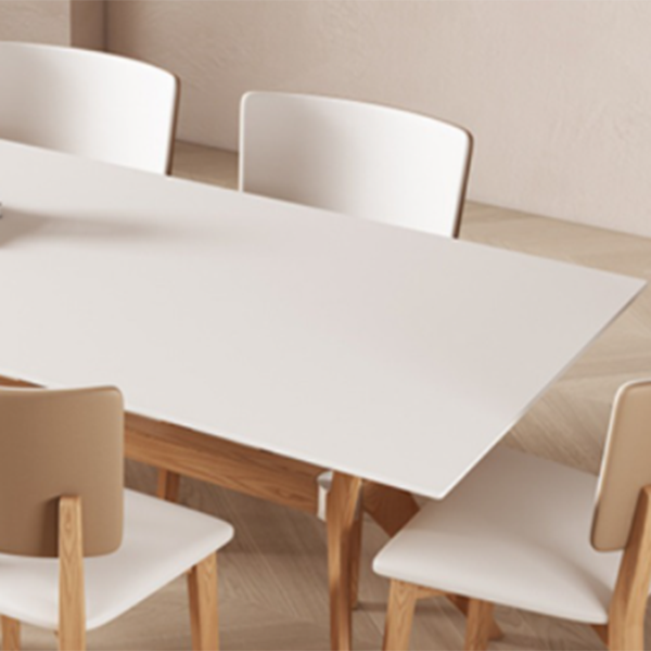 Modern Style Rectangle Table Sintered Stone Dining Table with Wood Legs