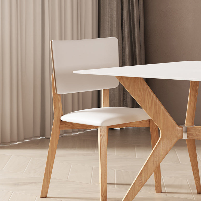 Modern Style Rectangle Table Sintered Stone Dining Table with Wood Legs