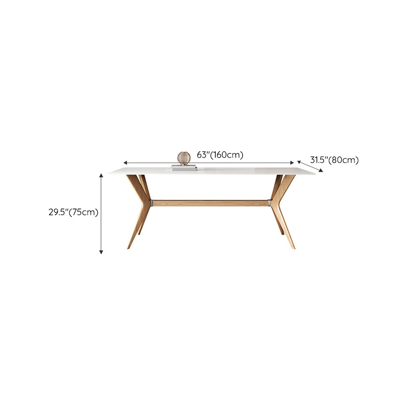 Modern Style Rectangle Table Sintered Stone Dining Table with Wood Legs