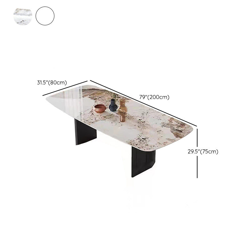 Modern Rectangle Table Sintered Stone Dining Table with Metal Legs