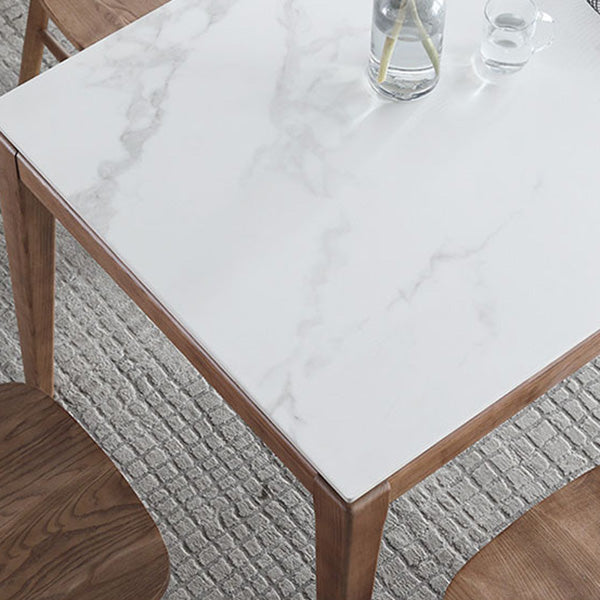 Modern Style Dining Rectangle Table Sintered Stone Dining Table with Wood Legs