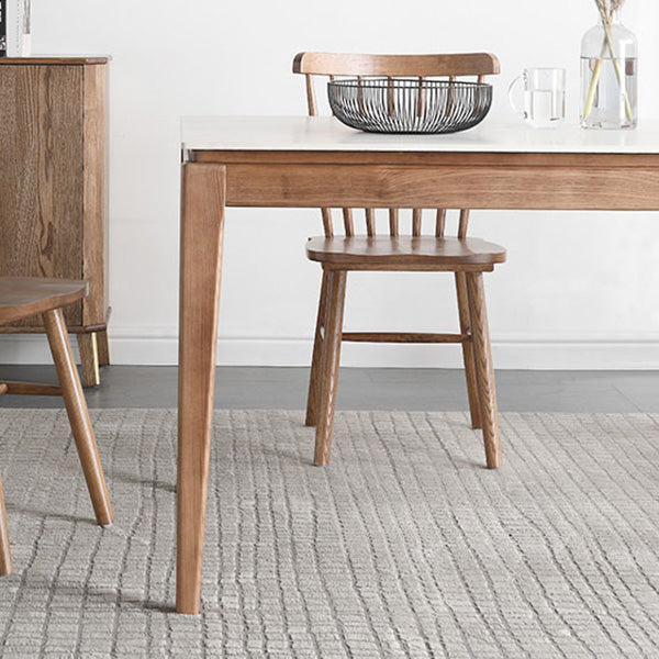 Modern Style Dining Rectangle Table Sintered Stone Dining Table with Wood Legs