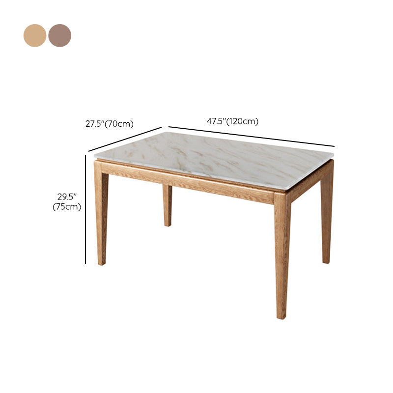 Modern Style Dining Rectangle Table Sintered Stone Dining Table with Wood Legs