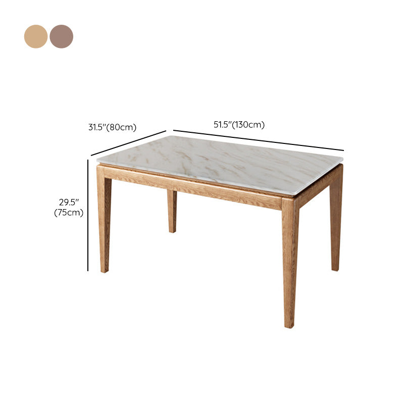 Modern Style Dining Rectangle Table Sintered Stone Dining Table with Wood Legs