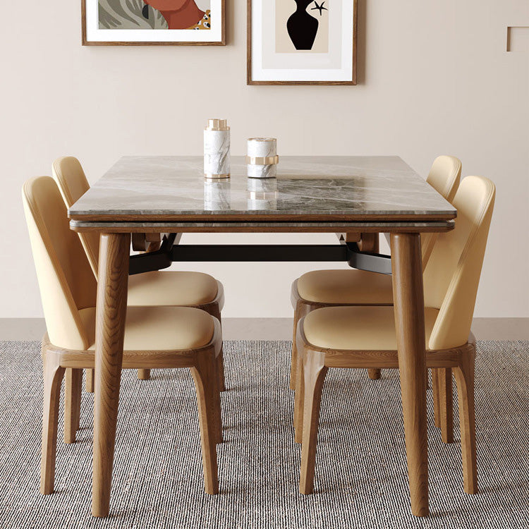 Contemporary Dinette Table Rectangle Stone Dining Room Table for Home