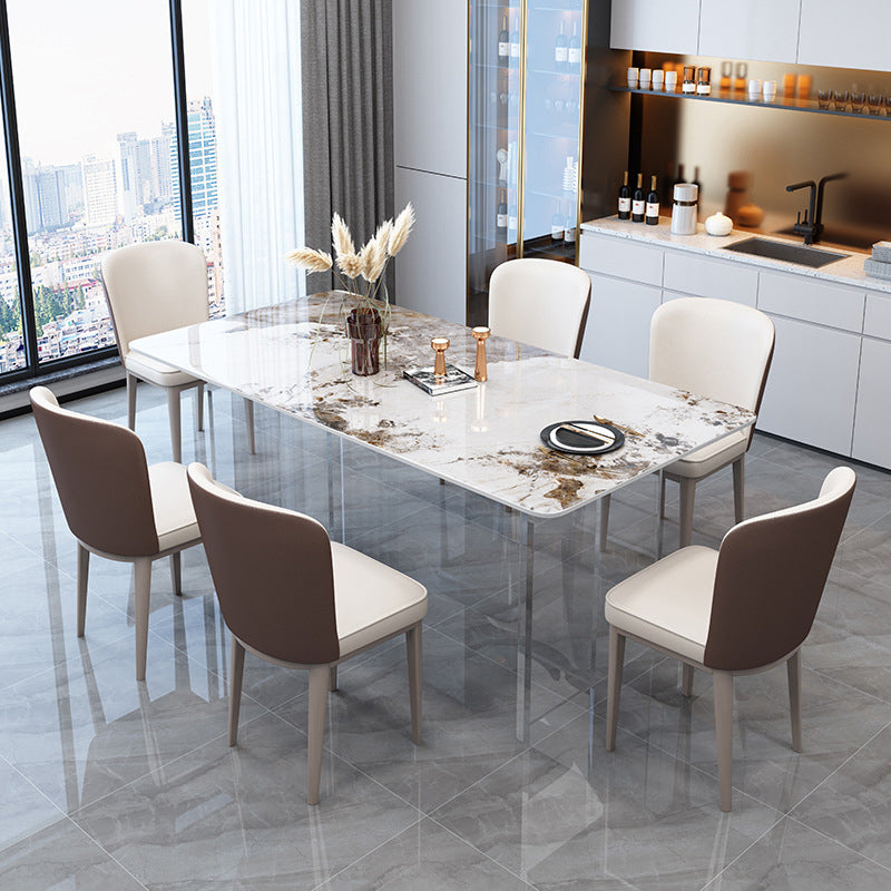 Mid-Century Dinette Table Rectangle Stone Dining Room Table for Home