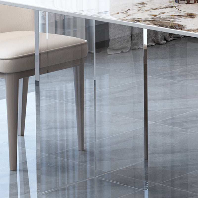 Mid-Century Dinette Table Rectangle Stone Dining Room Table for Home