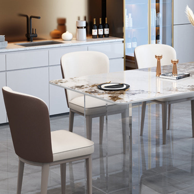 Mid-Century Dinette Table Rectangle Stone Dining Room Table for Home