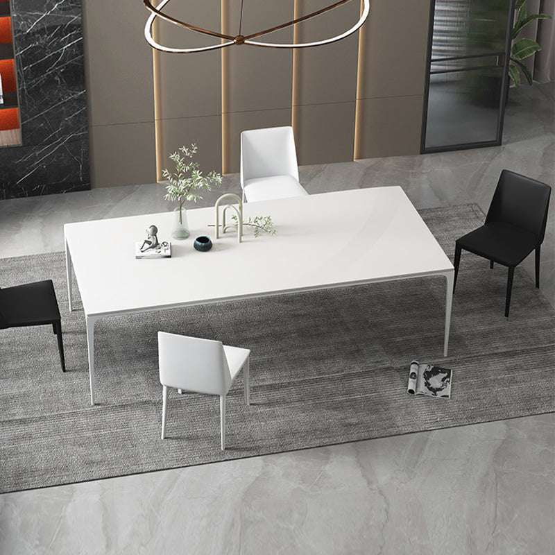 Contemporary Dinette Table Rectangle Stone Dining Room Table for Dining Room