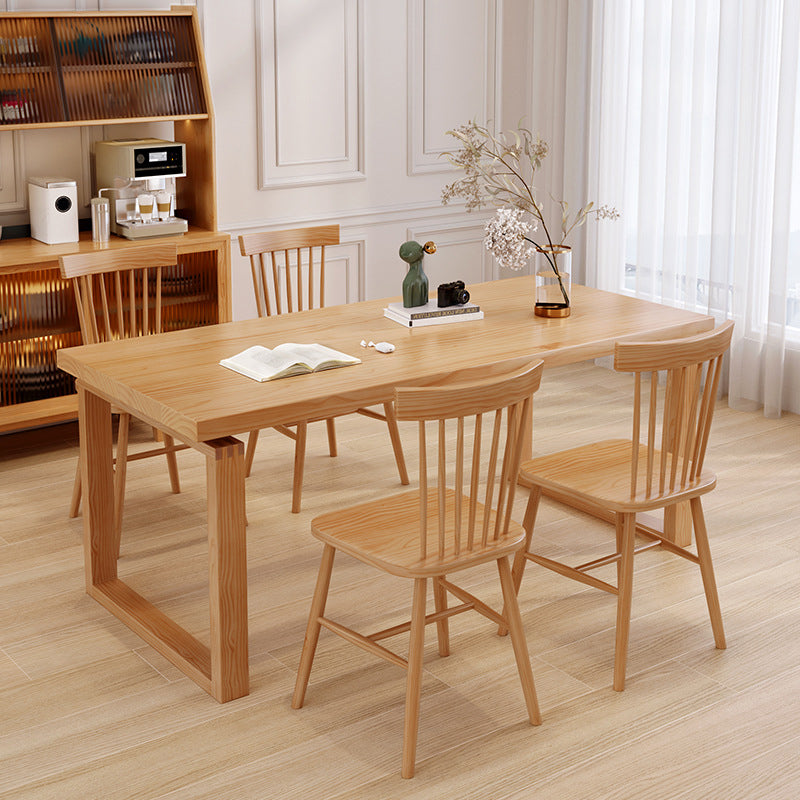 Contemporary Dinette Table Rectangle Solid Wood Dining Room Table in Natural