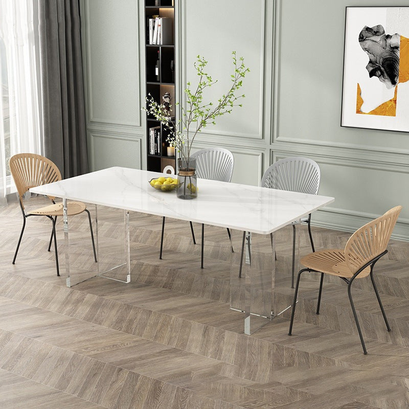 Contemporary Dinette Table Rectangle Stone Dining Table for Dining Room