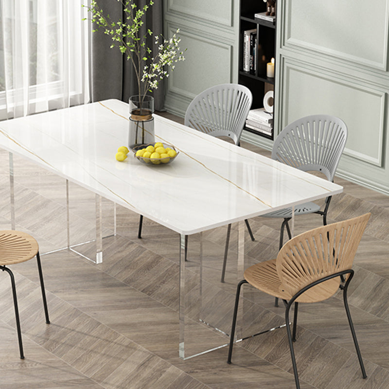 Contemporary Dinette Table Rectangle Stone Dining Table for Dining Room