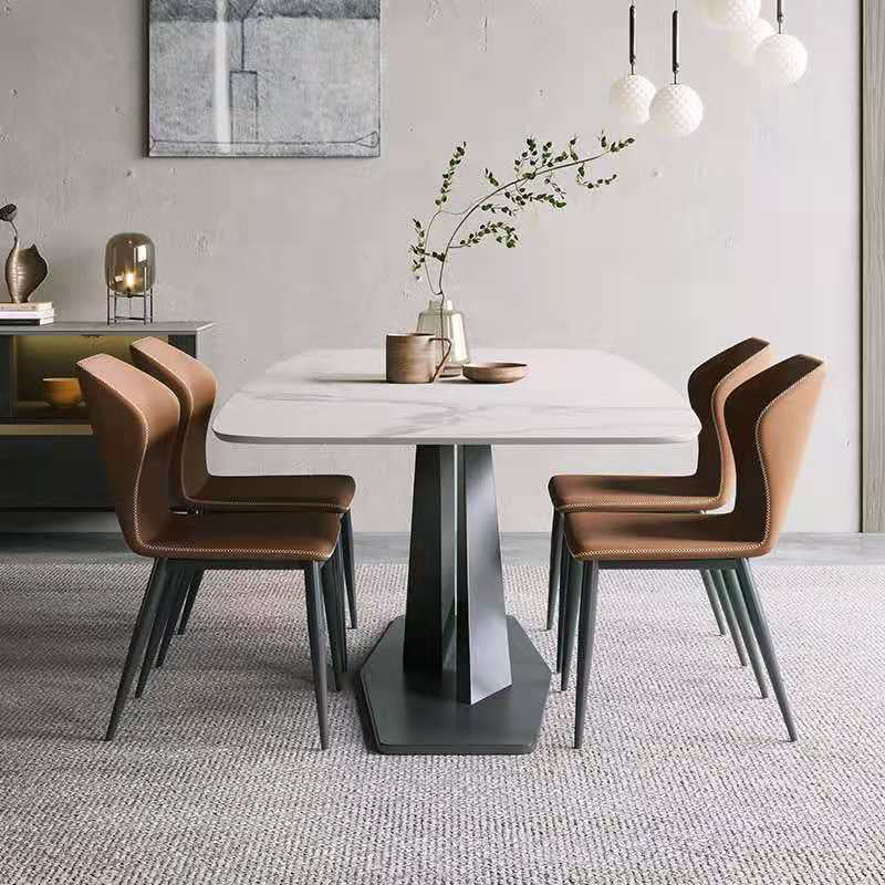 Industrial Dining Room Table Rectangle Stone Dinette Table for Dining Room