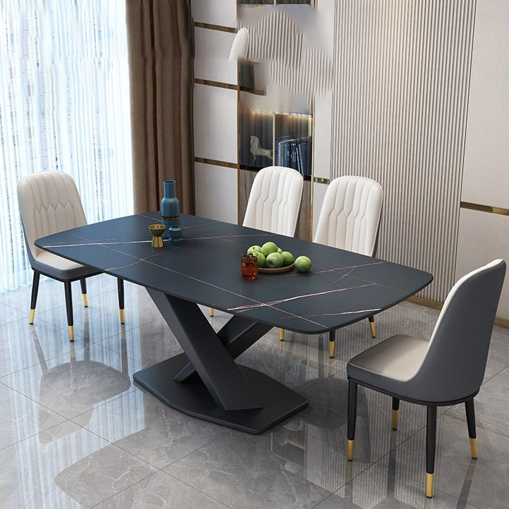 Industrial Dining Room Table Stone Rectangle Dinette Table for Dining Room