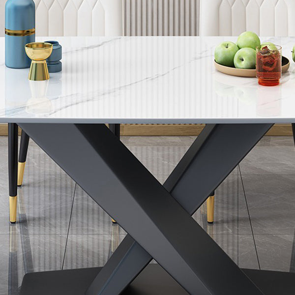 Industrial Dining Room Table Stone Rectangle Dinette Table for Dining Room