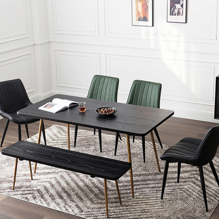 Rectangle Home Kitchen Table Tripod Base Solid Wood Top Dining Table