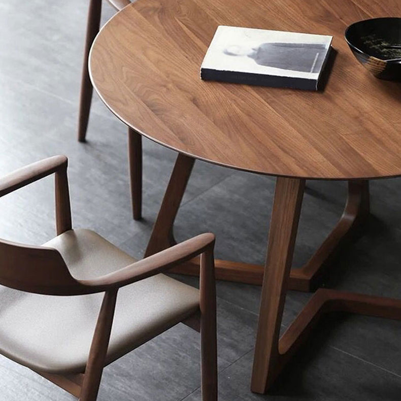 Contemporary 1/2/4 Pieces Furniture Round Solid Wood Dining Set in Brown