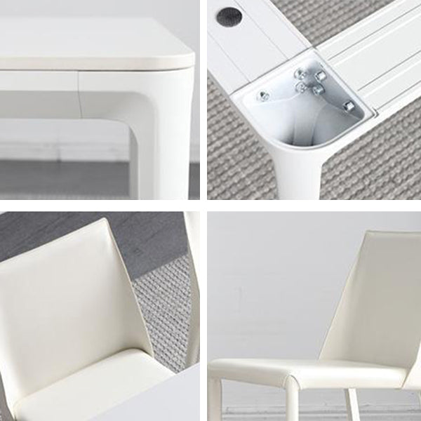 Contemporary 1/4/5/6/7 Pieces Dining Chairs Set Rectangle Stone Furniture in White