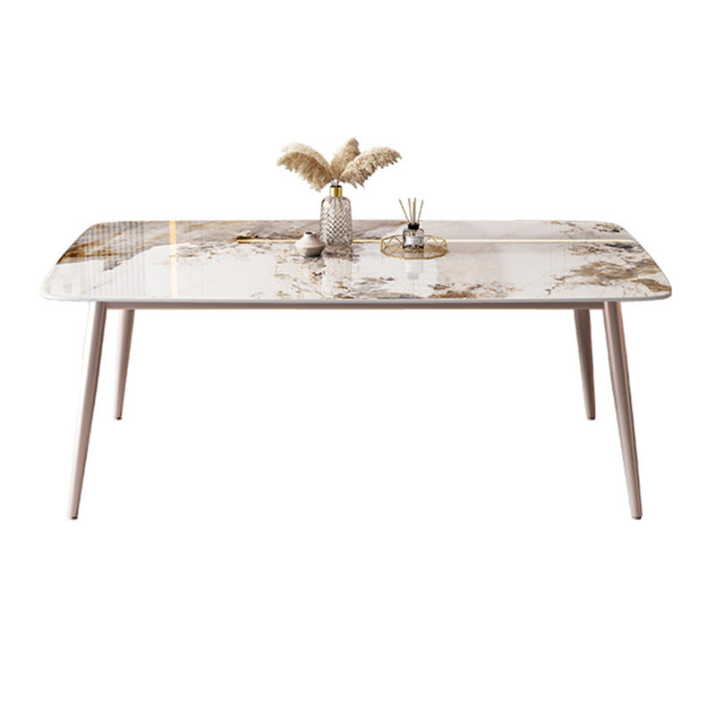 Nordic 1/2/5/7 Pieces Furniture Rectangle Stone Dining Table Set in White
