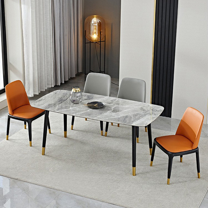 Nordic 1/4/5/7 Pieces Furniture Rectangle Stone Dining Table Set in Gray