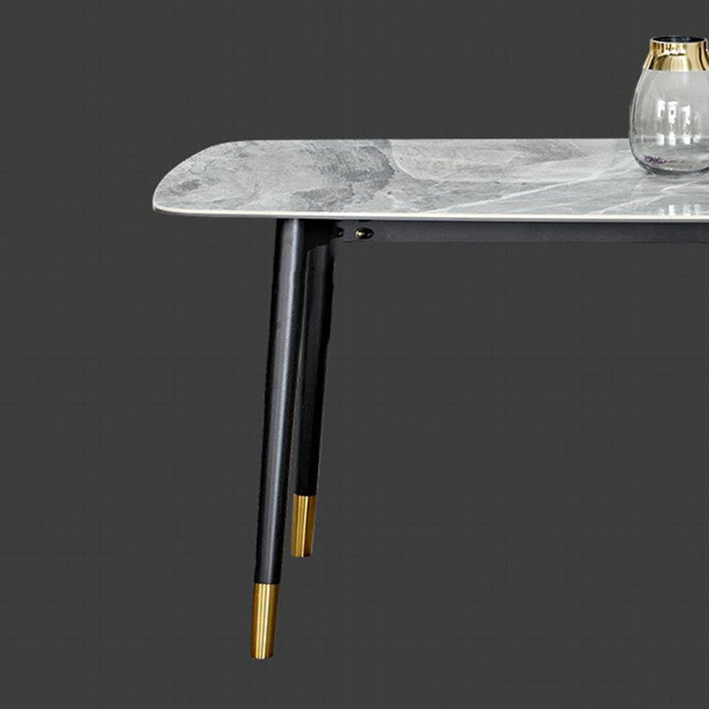 Nordic 1/4/5/7 Pieces Furniture Rectangle Stone Dining Table Set in Gray