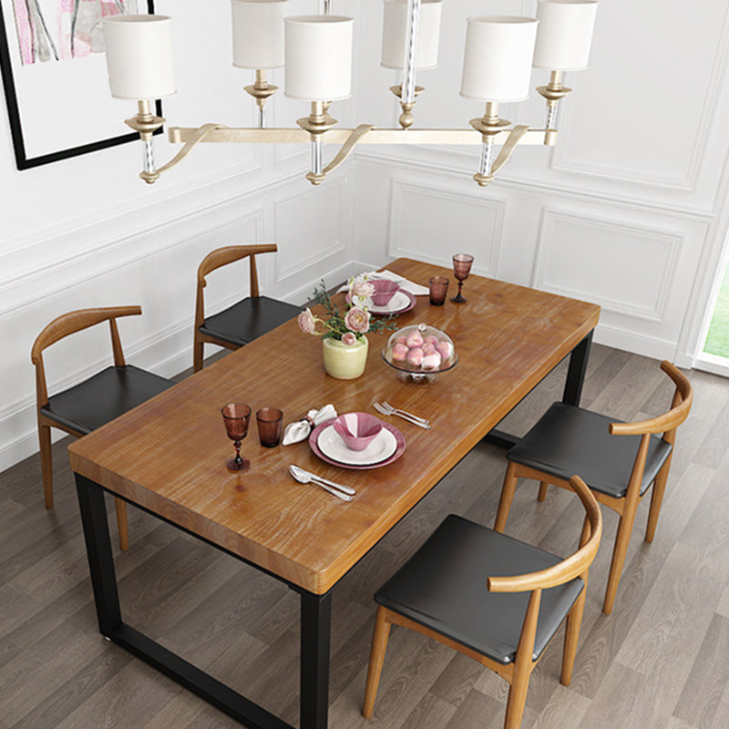 Industrial 1/2/5 Pieces Furniture Solid Wood Rectangle Dining Room Set in Brown