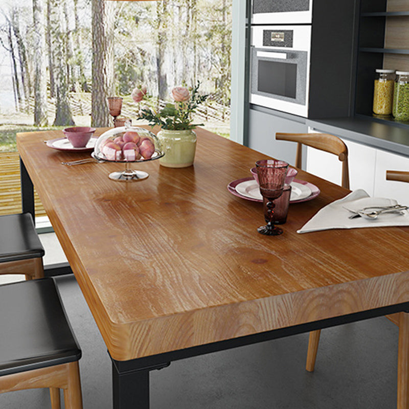 Industrial 1/2/5 Pieces Furniture Solid Wood Rectangle Dining Room Set in Brown