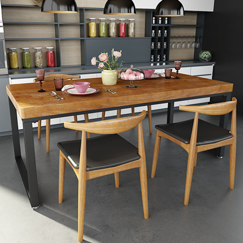 Industrial 1/2/5 Pieces Furniture Solid Wood Rectangle Dining Room Set in Brown