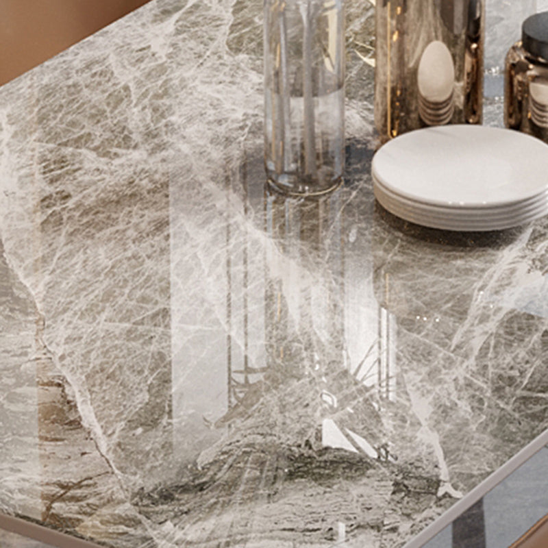 Nordic 1/5/7 Pieces Furniture Rectangle Stone Dining Table Set in Gray