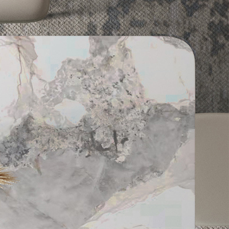 Contemporary Style 1/4/5/7/8 Pieces Dining Chairs Set Rectangle Stone Furniture in White