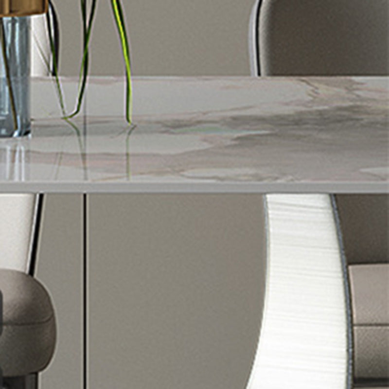 Contemporary Style 1/4/5/7/8 Pieces Dining Chairs Set Rectangle Stone Furniture in White