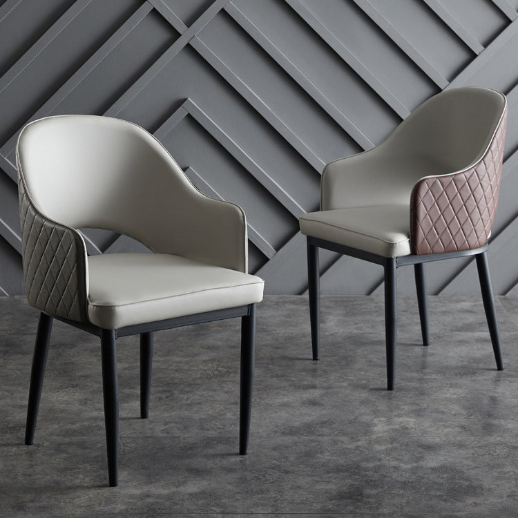 Faux Leather Dining Chairs Open Back Dining Side Chair for Home