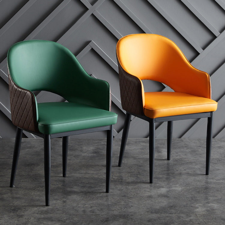 Faux Leather Dining Chairs Open Back Dining Side Chair for Home