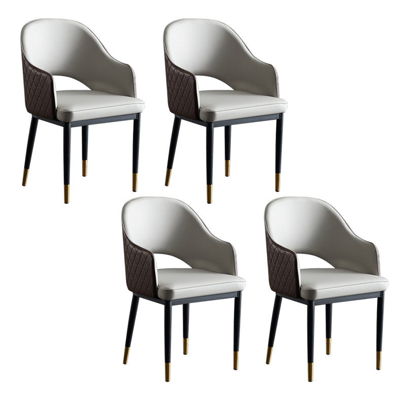 Faux Leather Dining Chairs Open Back Dining Side Chair for Home