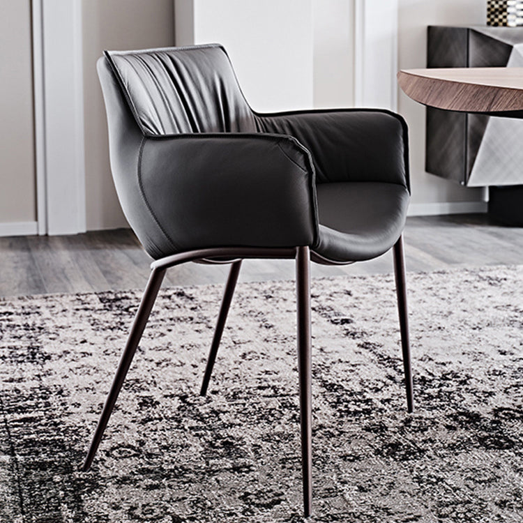 Industrial Arm Chair Metal Solid Back Dining Room Chair for Dining Room