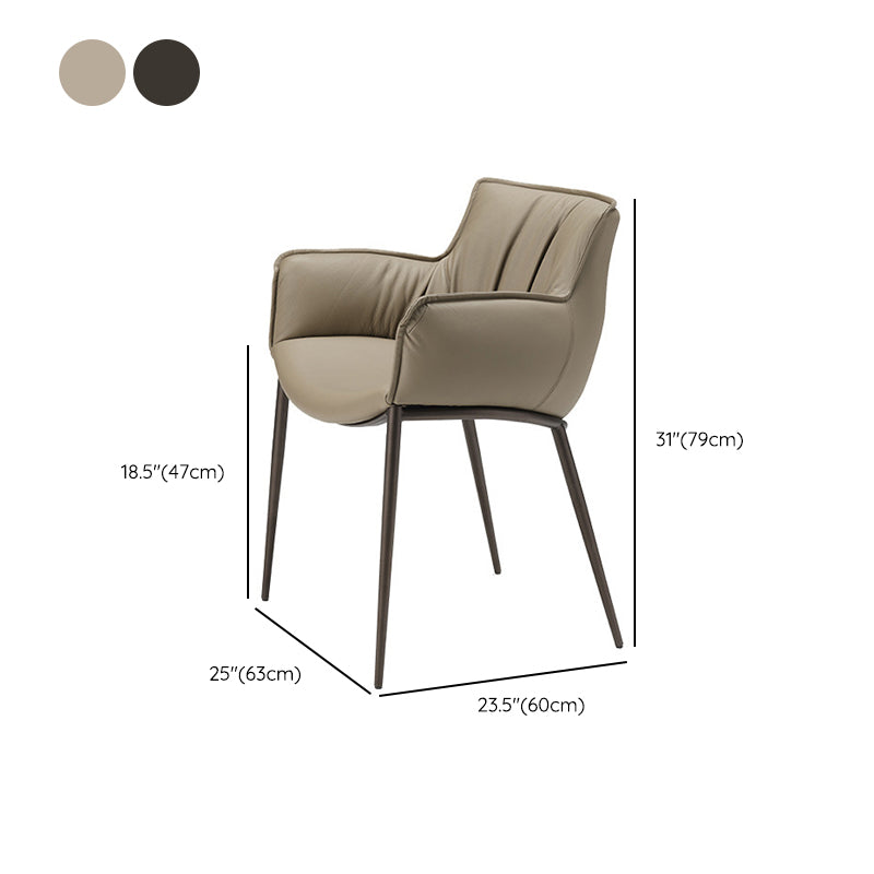 Industrial Arm Chair Metal Solid Back Dining Room Chair for Dining Room