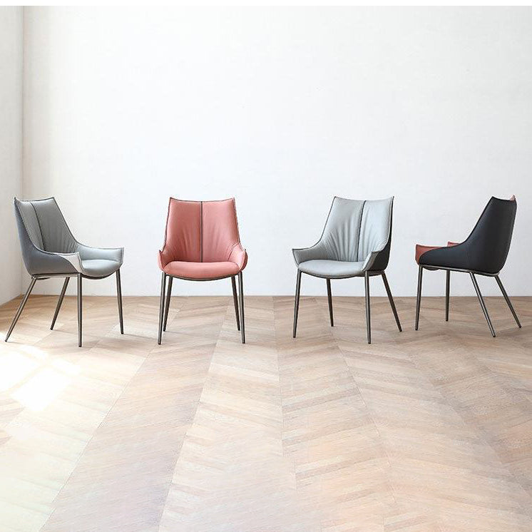 Industrial Arm Chair Metal Solid Back Dining Room Chair for Indoor