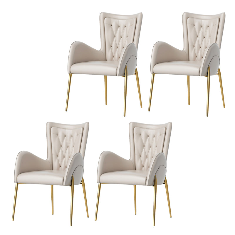 Upholstered Dining Arm Chair High Back Dining Chair with Gold Legs