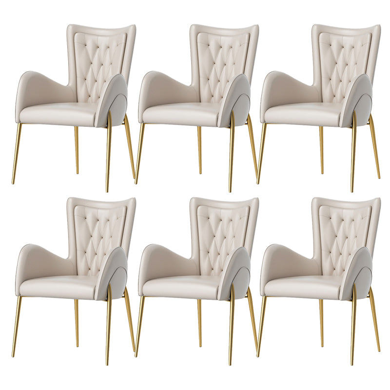 Upholstered Dining Arm Chair High Back Dining Chair with Gold Legs