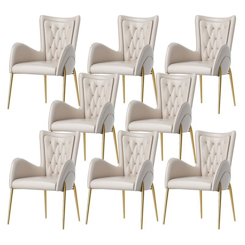Upholstered Dining Arm Chair High Back Dining Chair with Gold Legs