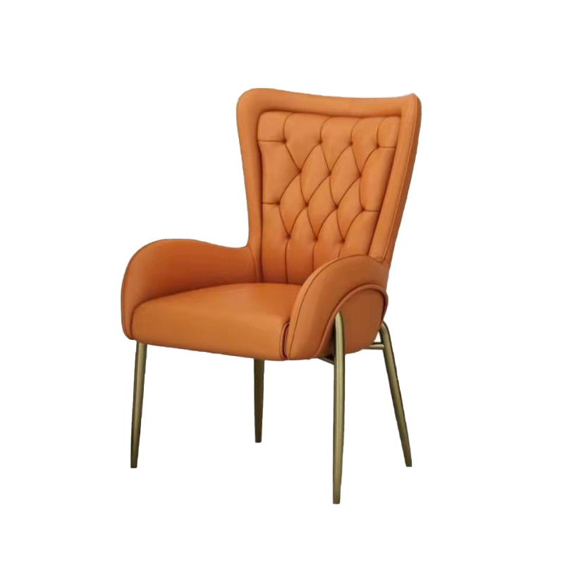 Upholstered Dining Arm Chair High Back Dining Chair with Gold Legs