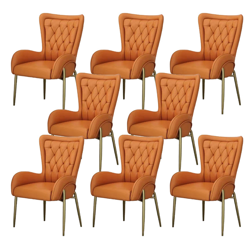 Upholstered Dining Arm Chair High Back Dining Chair with Gold Legs