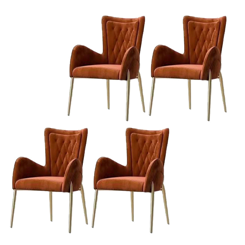 Upholstered Dining Arm Chair High Back Dining Chair with Gold Legs