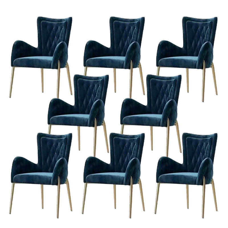 Upholstered Dining Arm Chair High Back Dining Chair with Gold Legs