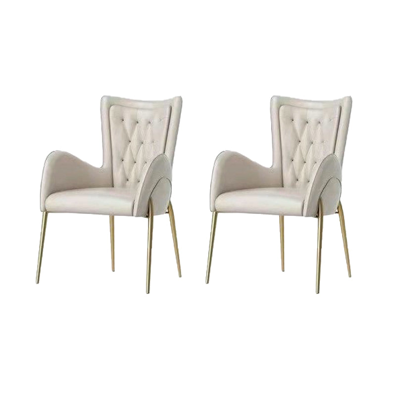 Upholstered Dining Arm Chair High Back Dining Chair with Gold Legs