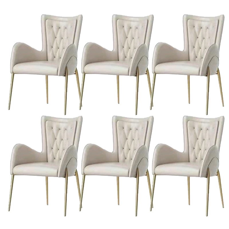 Upholstered Dining Arm Chair High Back Dining Chair with Gold Legs
