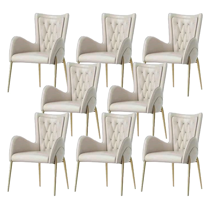 Upholstered Dining Arm Chair High Back Dining Chair with Gold Legs