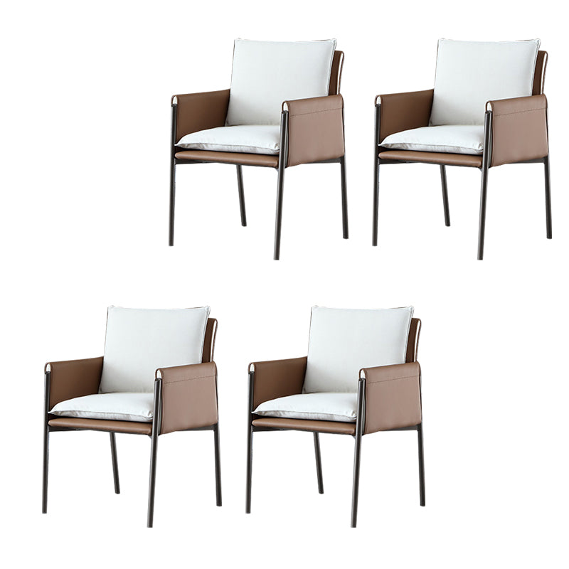 Contemporary Arm Chair Metal Solid Back Dining Room Chair for Indoor