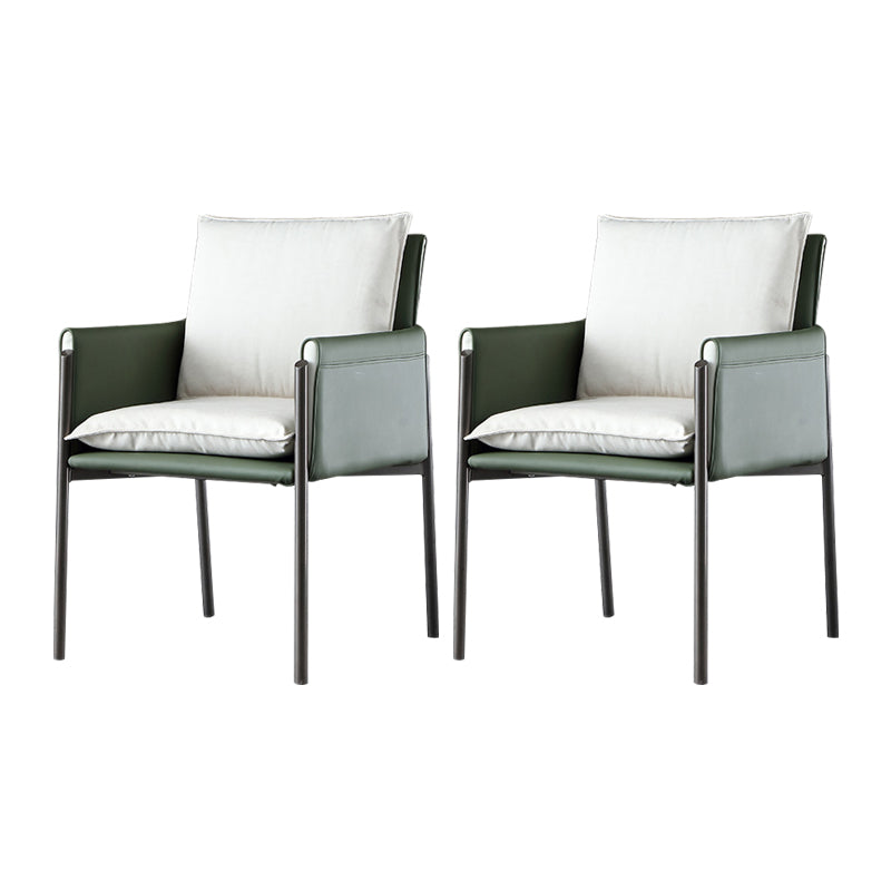 Contemporary Arm Chair Metal Solid Back Dining Room Chair for Indoor